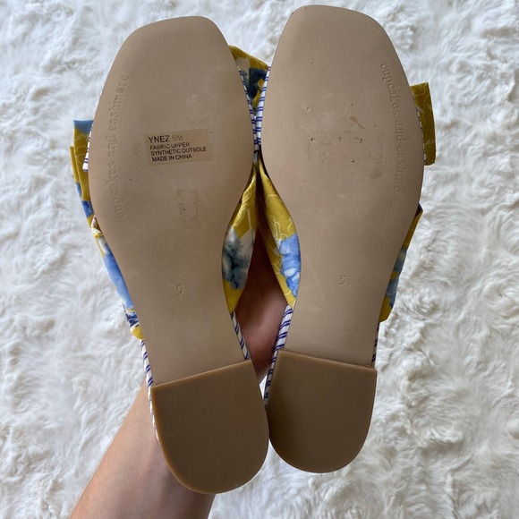 Cupcakes and Cashmere Women's Ynez Silk Bow Sandals Size 5 Floral Slip‎ on Flats - Picture 7 of 8